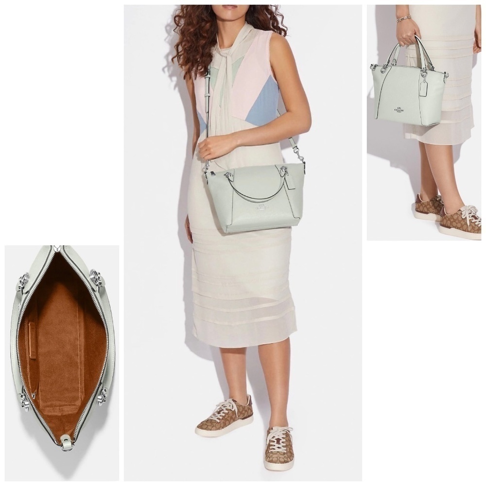 NWT Coach Kacey Satchel Bag In Light Sage/Silver